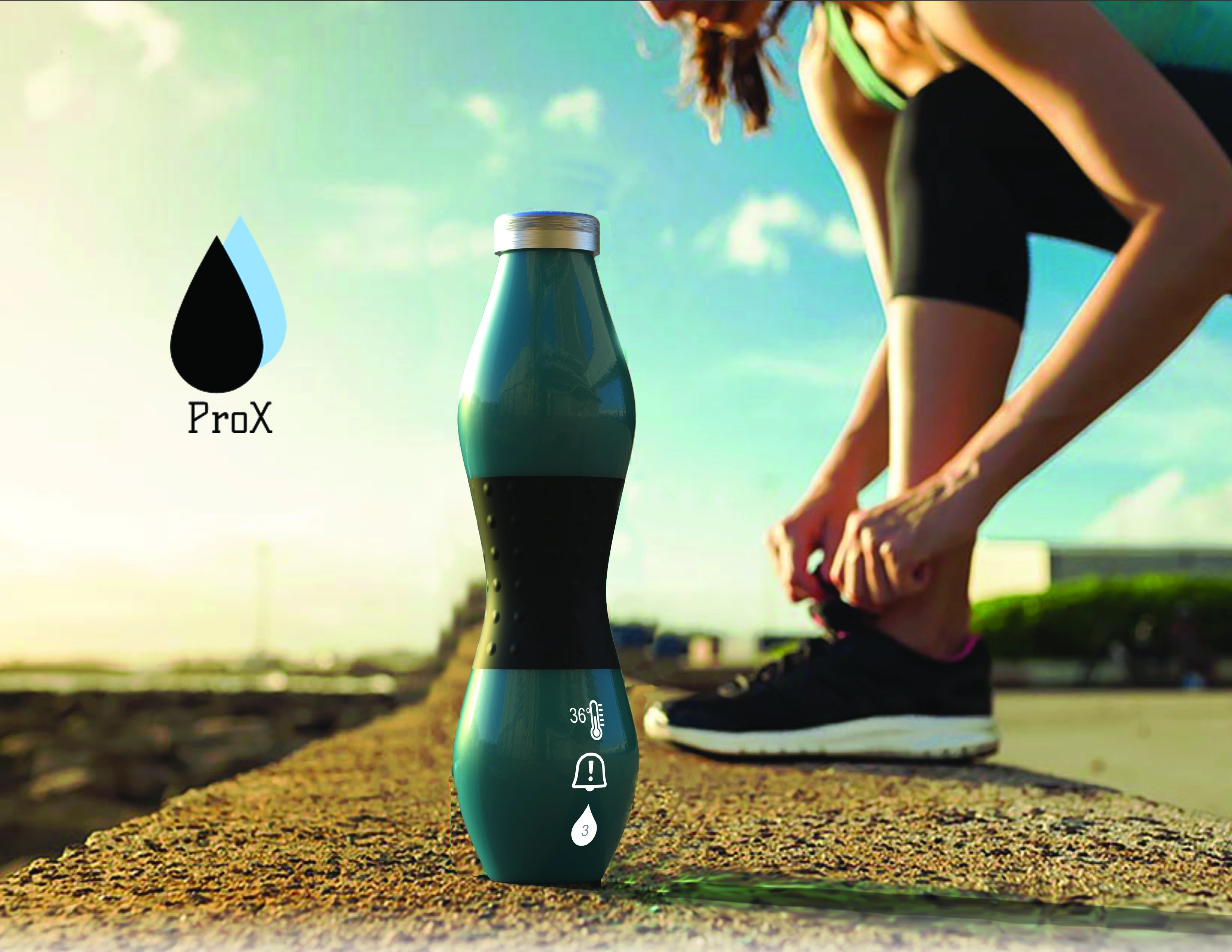 ProX bottle concept with a runner in an outdoor setting